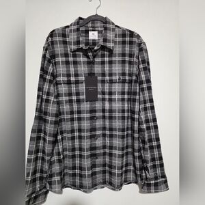 7 Diamonds Generation Long Sleeve Soft Flannel Shirt L Black Grey